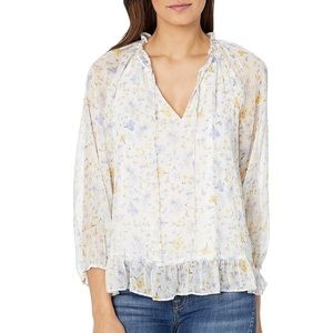 CeCe Long Sleeve Provence Floral Top with Ruffles